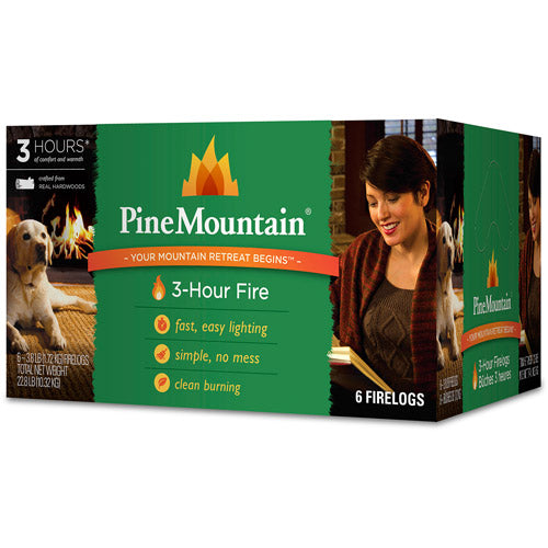 3-Hour Firelogs, Easy Starter Logs, 10.5" x 3", 6 Pack